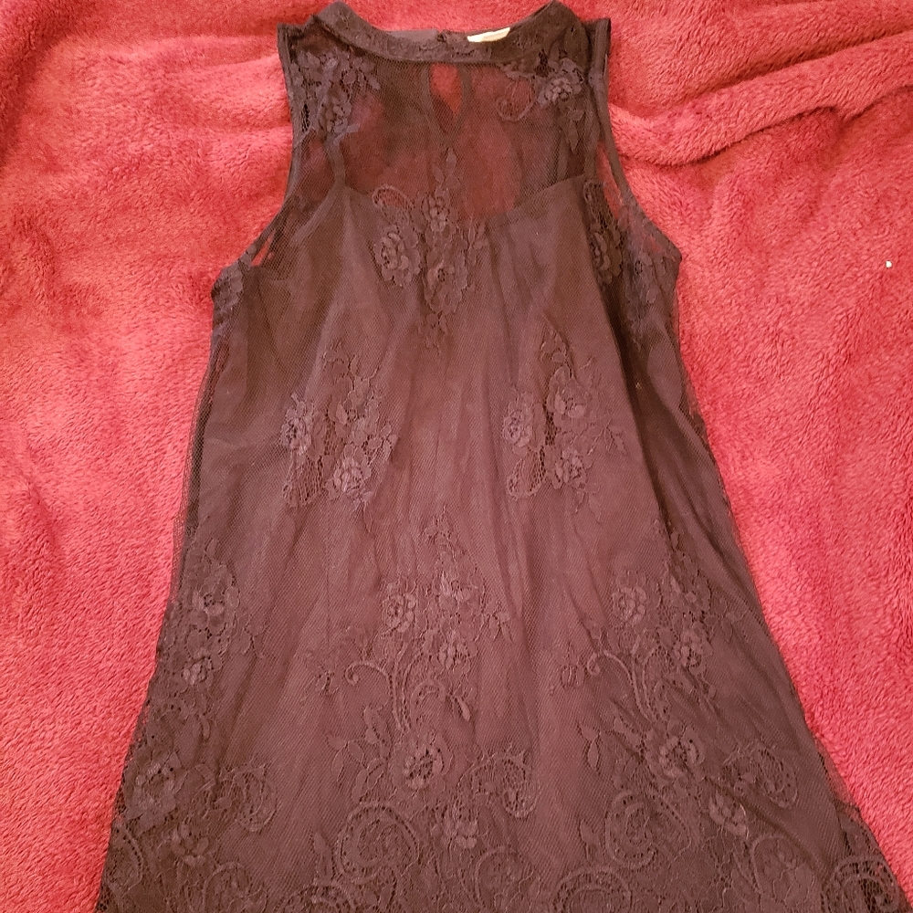 Black lace slip dress